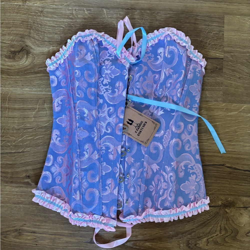 Lavender Pink Brocade Bustier Corset Top